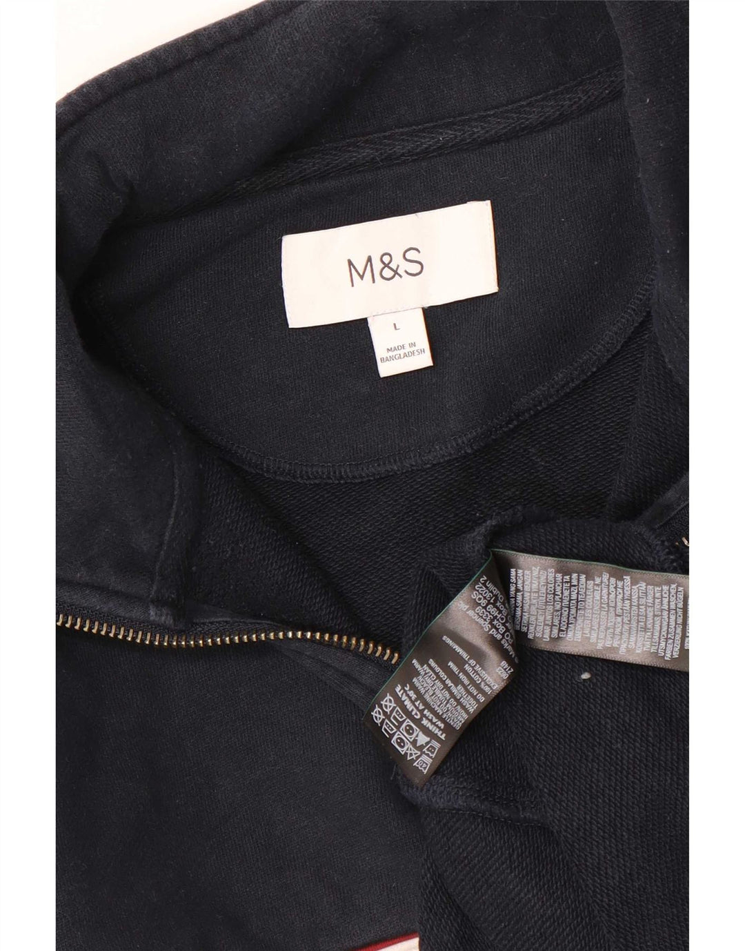 Marks & Spencer Herren-Sweatshirt mit Reißverschluss am Hals, groß, Marineblau, Farbblock
