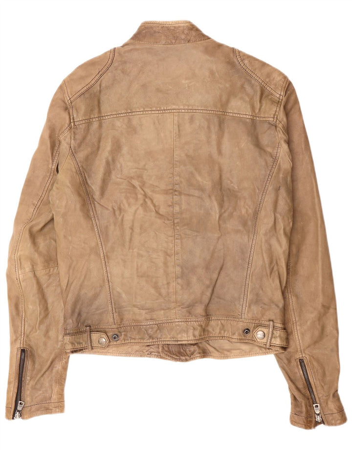 Gas Herren Leder Bikerjacke UK 36 Kleines braunes Leder