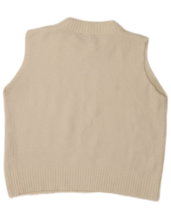 Zara Damen Crop Vest Tank Top UK 16 Large Off White