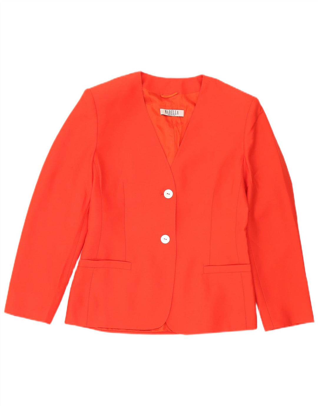 Marella Damen 2-Knopf-Blazerjacke UK 16 Große orangefarbene Schurwolle