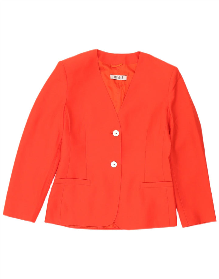 Marella Damen 2-Knopf-Blazerjacke UK 16 Große orangefarbene Schurwolle