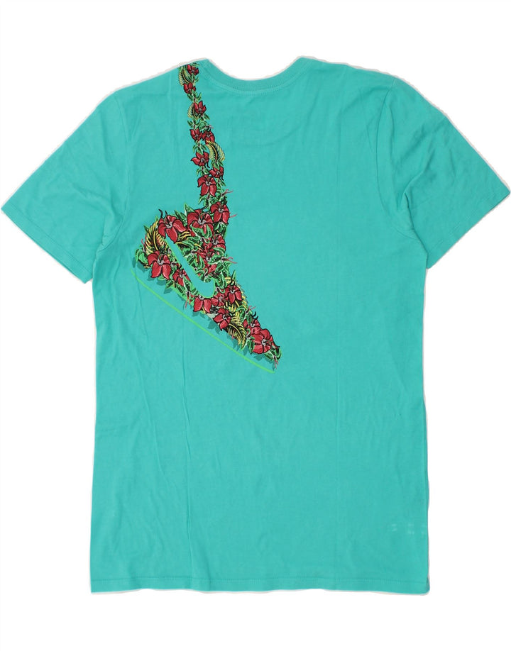 NIKE Womens Athletic Cut T-Shirt Top UK 14 Medium Blue Floral Vintage Nike and Second-Hand Nike from Messina Hembry 