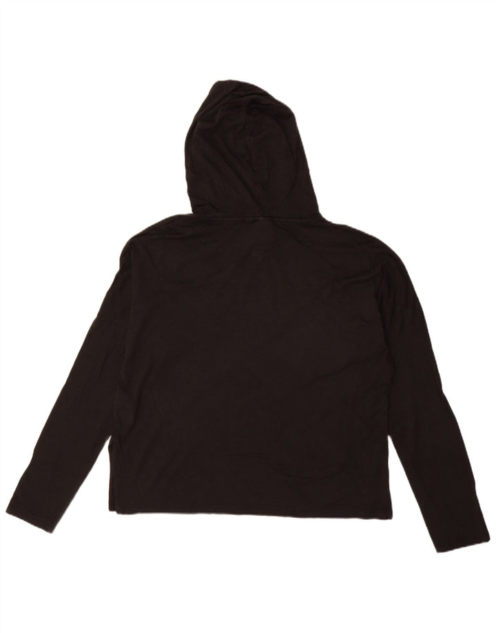 PUMA Damen Übergroßes Kapuzen-Grafikoberteil Langarm UK 10 Small Schwarz