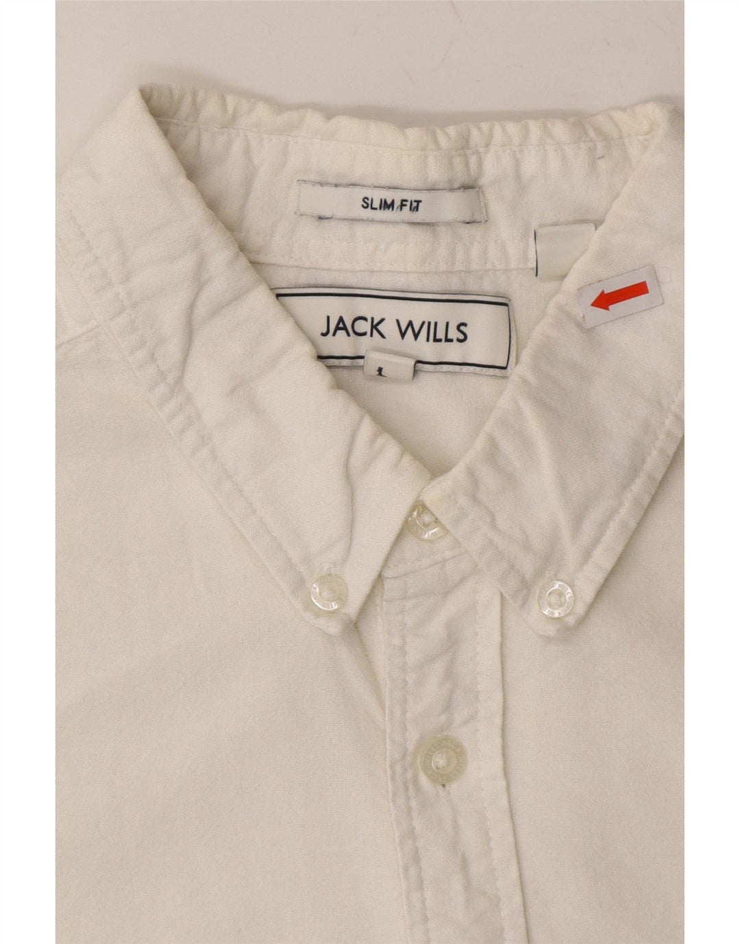 JACK WILLS Mens Slim Fit Shirt Large Off White Cotton Vintage Jack Wills and Second-Hand Jack Wills from Messina Hembry 