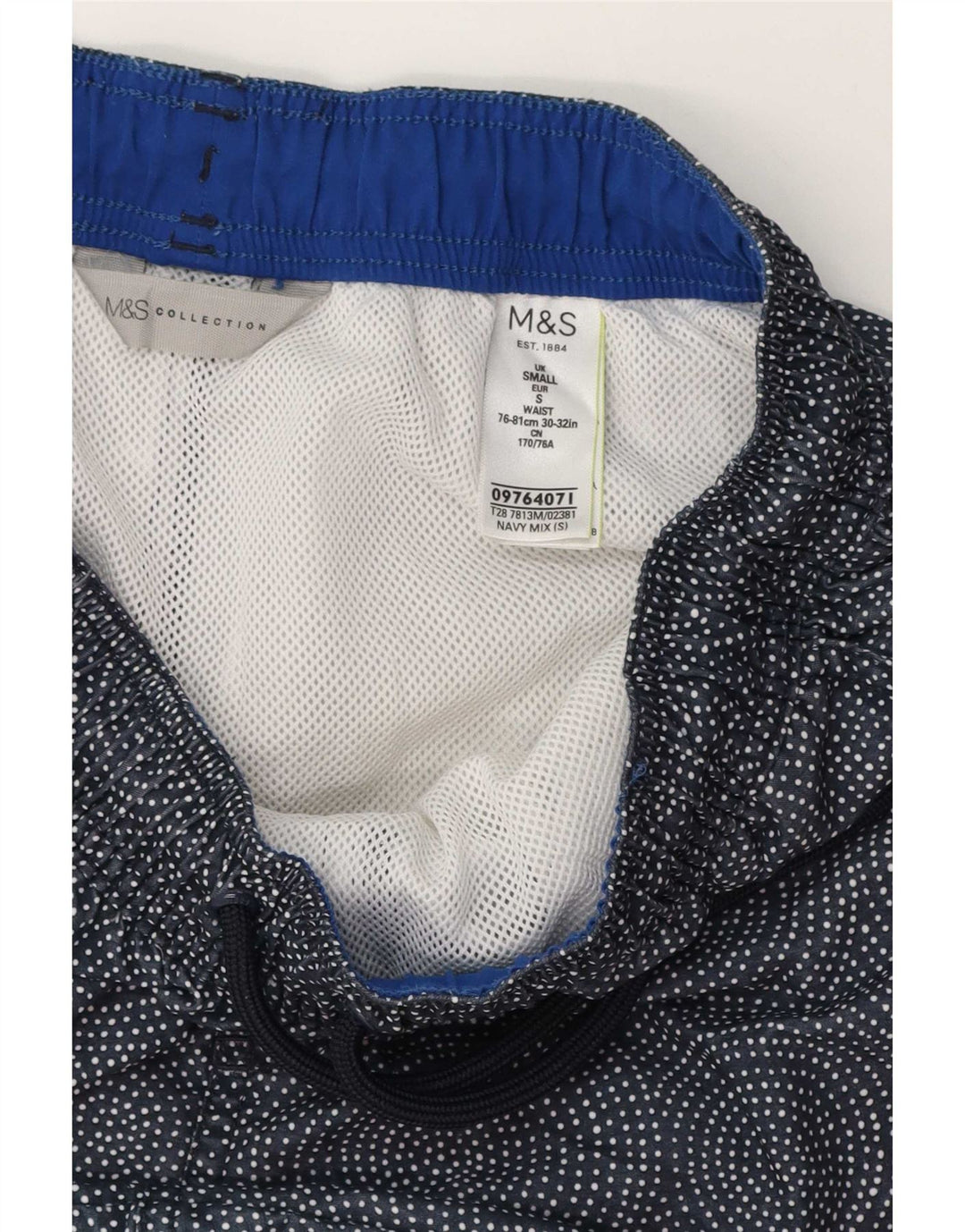 Marks & Spencer Herren-Badeshorts, klein, marineblau, geometrisch, Polyester