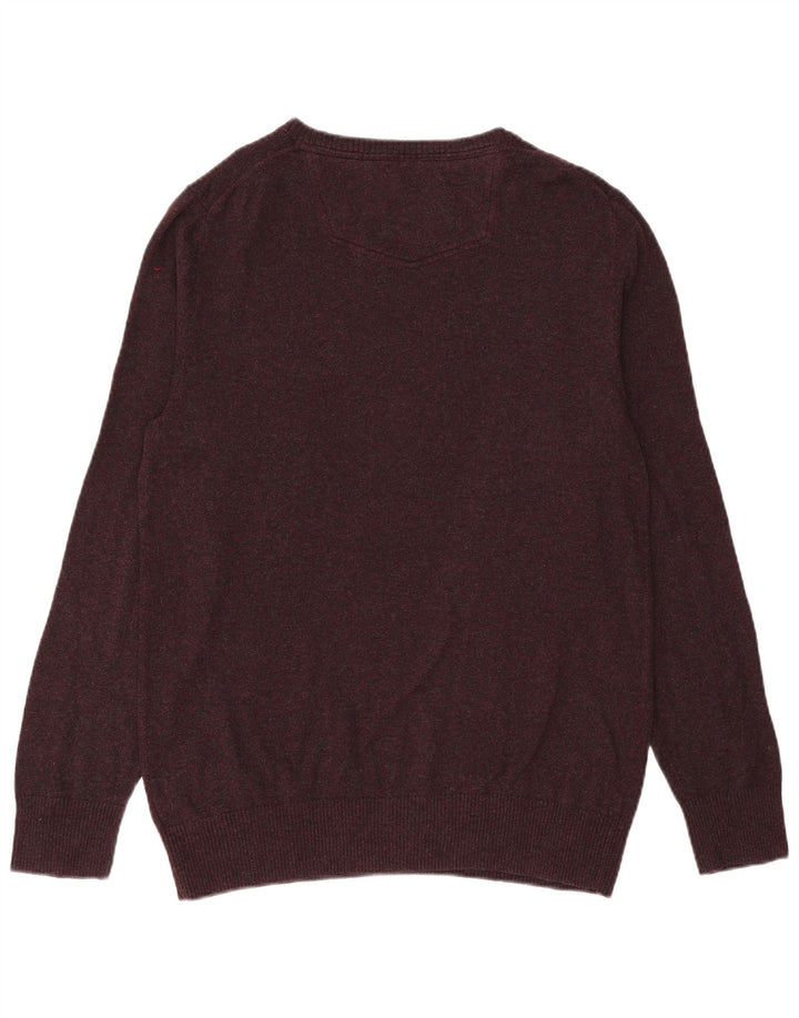 Fat Face Herren-Pullover mit V-Ausschnitt, Größe L, Baumwolle, Lila