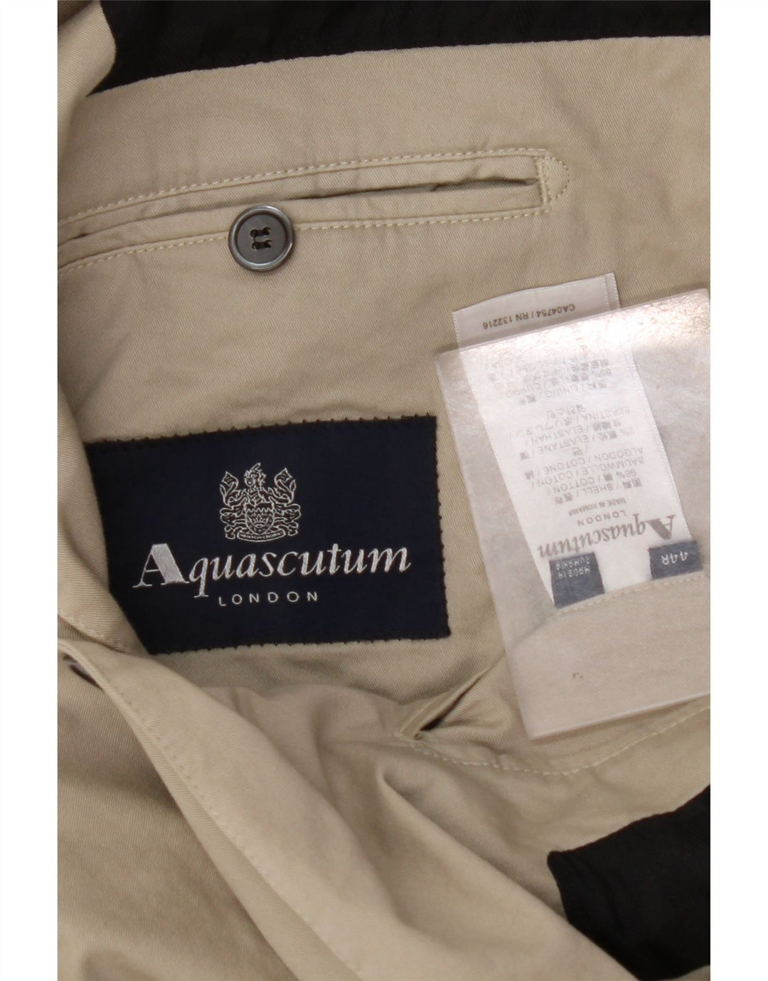AQUASCUTUM Herren-Blazer mit 2 Knöpfen, UK 44, 2XL, beige Baumwolle