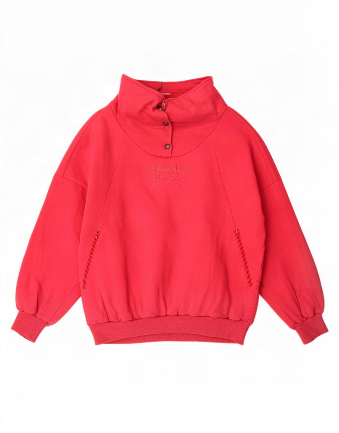 Colmar Womens Ski Graphic Button Neck Sweatshirt Pullover US 12 Large Pink
