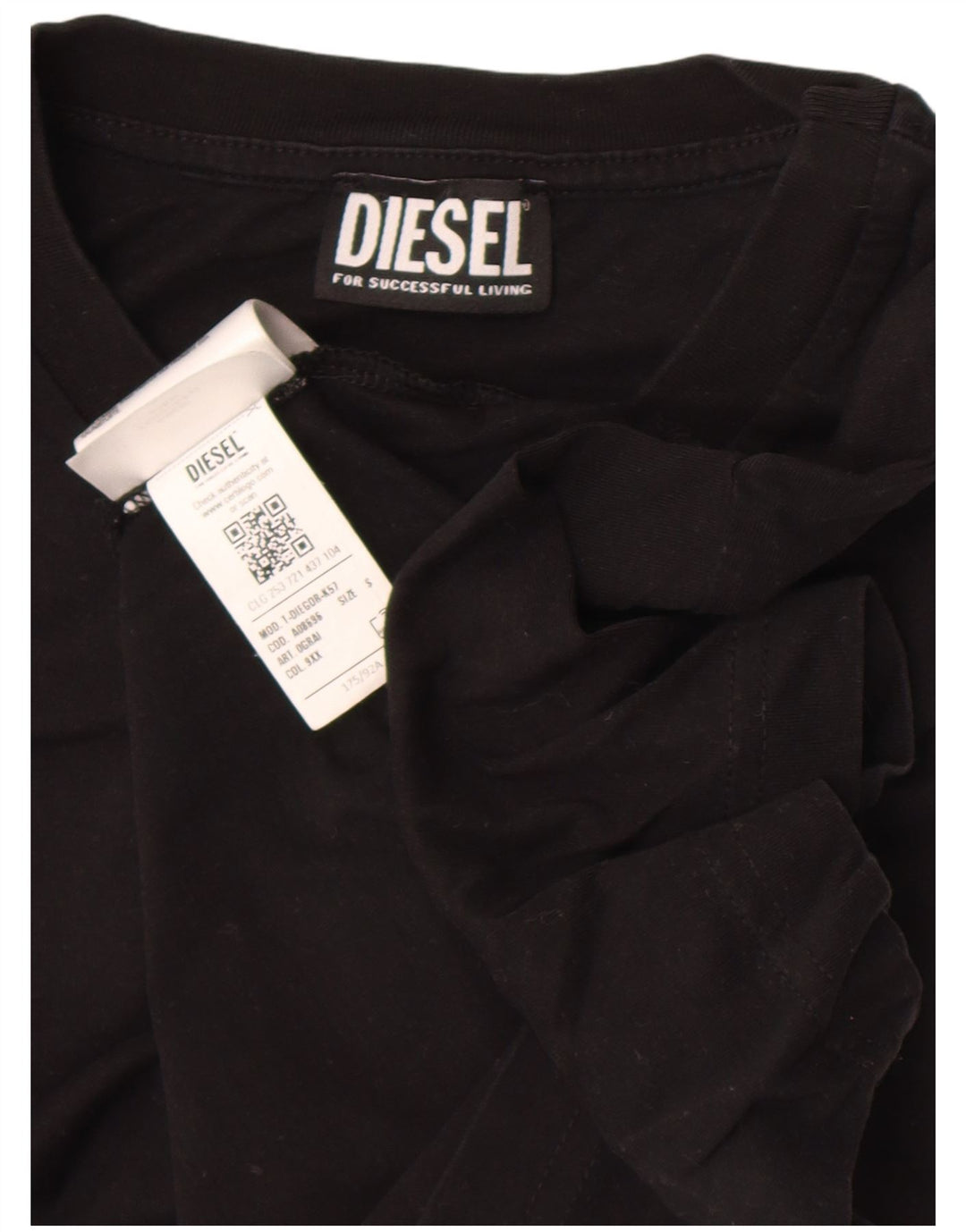 Diesel Herren-T-Shirt mit Grafik, Größe S, schwarze Baumwolle