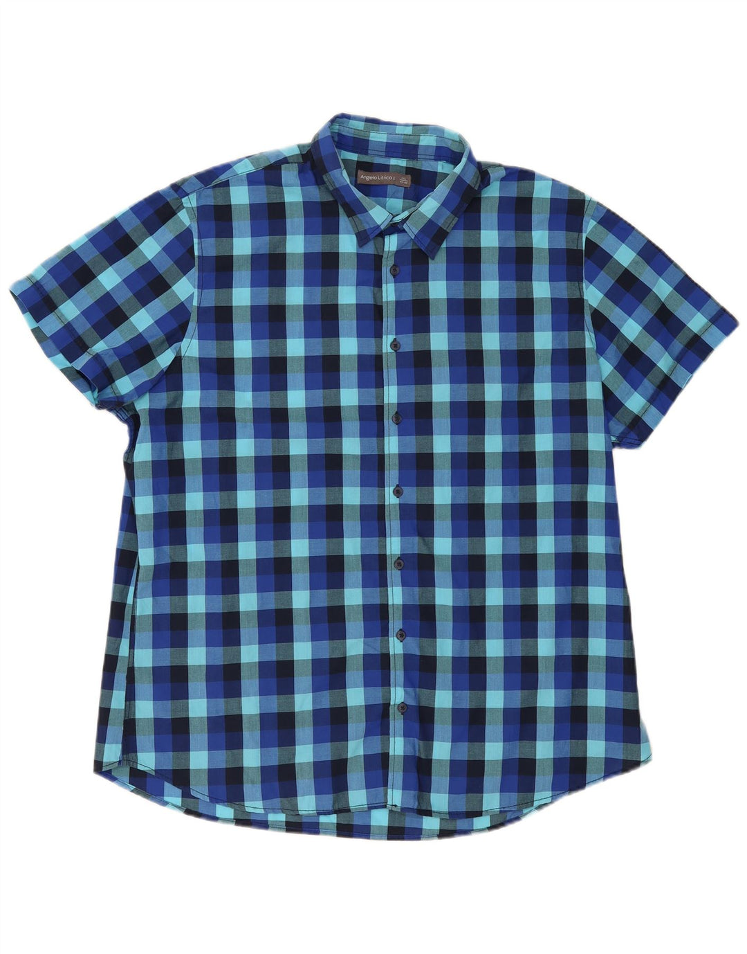 Angelo Litrico Herren-Kurzarmhemd, Größe 45/46, 2XL, blaues Gingham