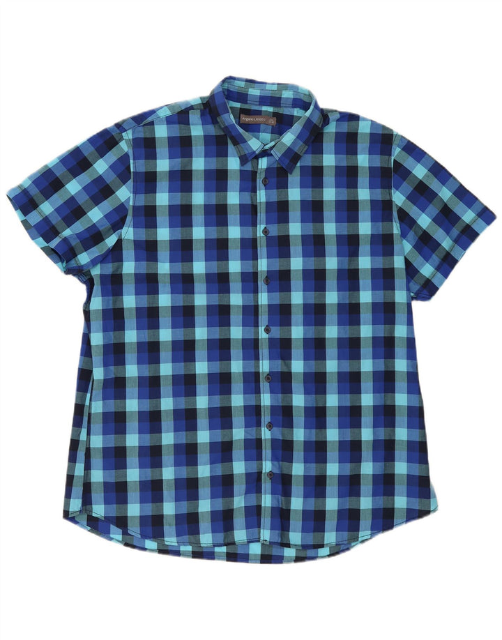 Angelo Litrico Herren-Kurzarmhemd, Größe 45/46, 2XL, blaues Gingham