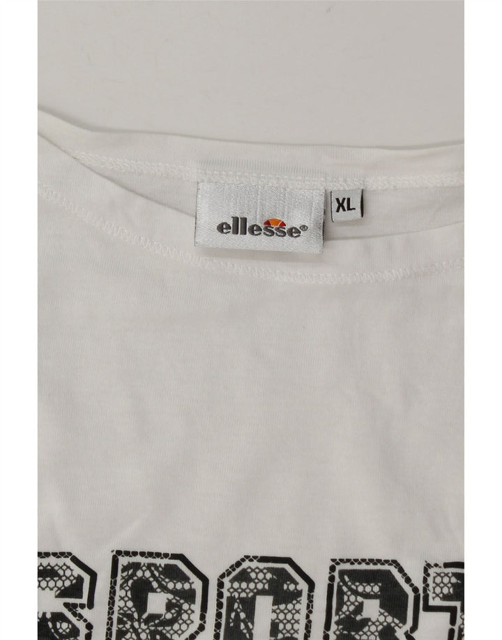 Ellesse Damen Grafik T-Shirt Top UK 18 XL Weiß