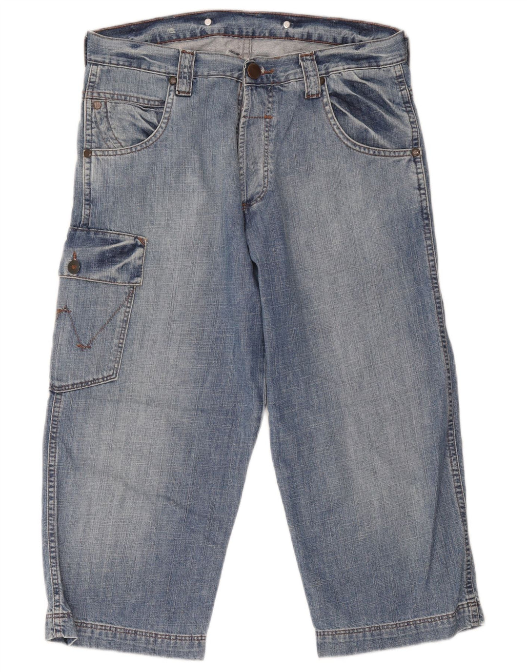 Wrangler Herren Denim Cargo Shorts W30 Mittelblaue Baumwolle