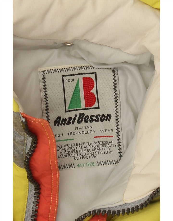 Anzi Besson Herren-Skijacke mit grafischer Kapuze, UK 38, Mittelgelb, Farbblock