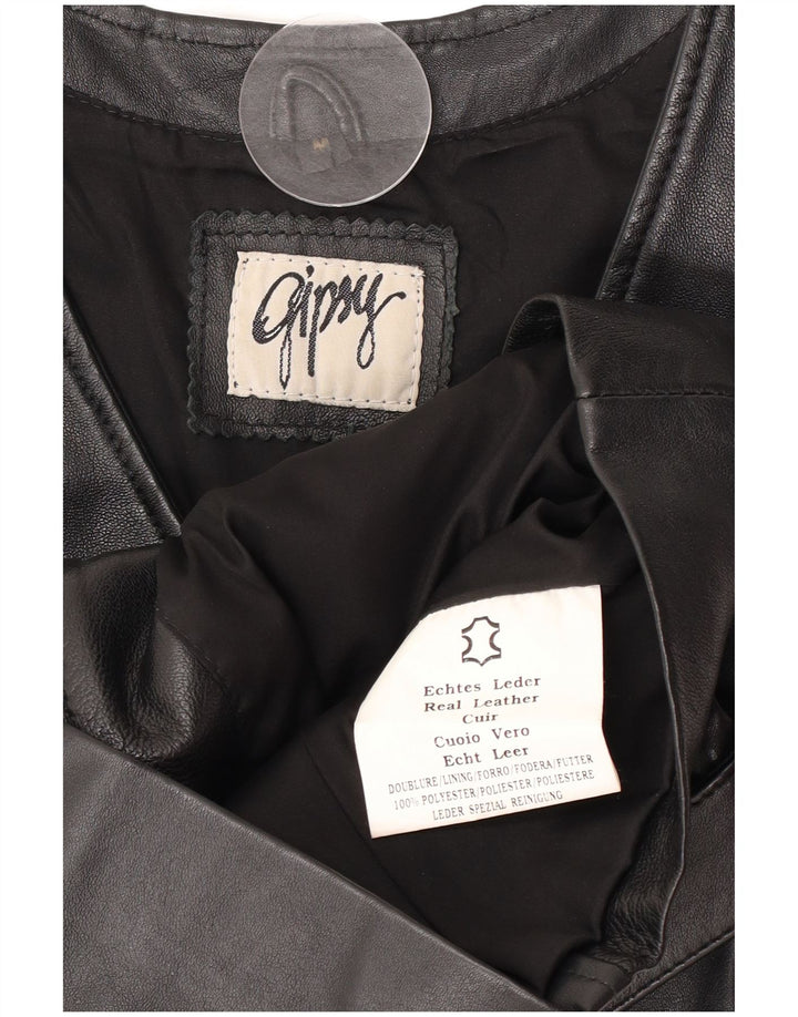 Gipsy Damen Lederweste UK 12 Mittelschwarzes Leder