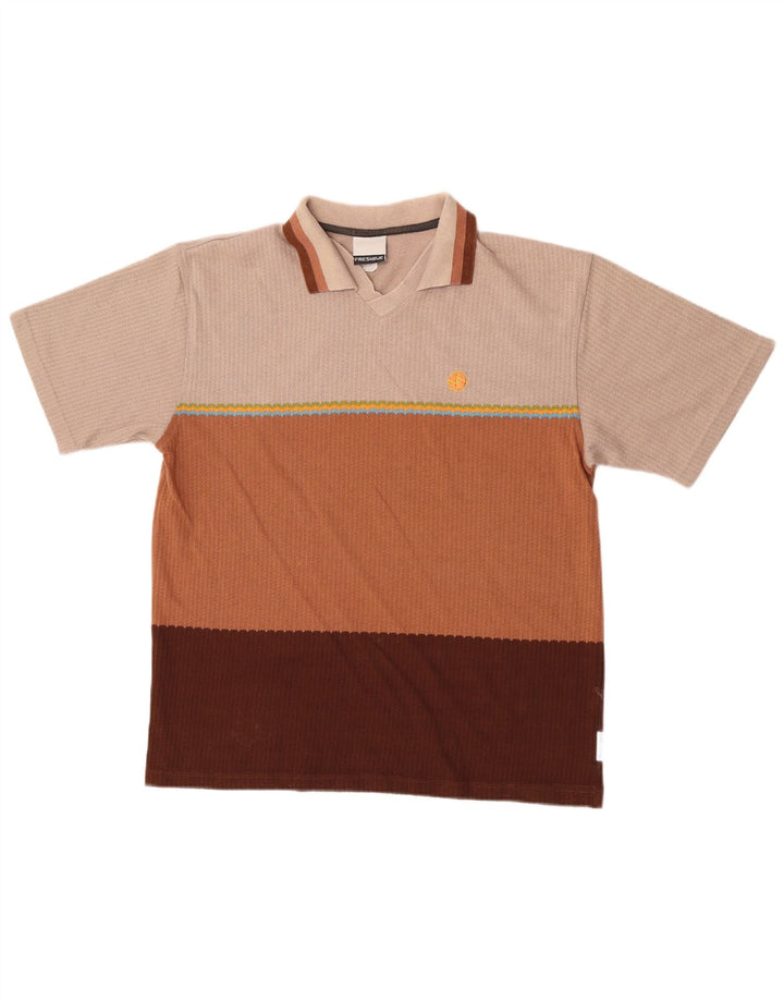 Vintage Herren-Poloshirt, mittelgroß, mehrfarbig, gestreift, Baumwolle