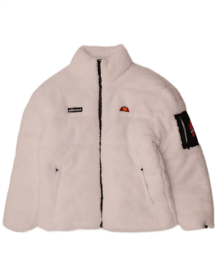 Ellesse Damen Fleece-gepolsterte Jacke UK 14 Large Weiß Polyester Sport