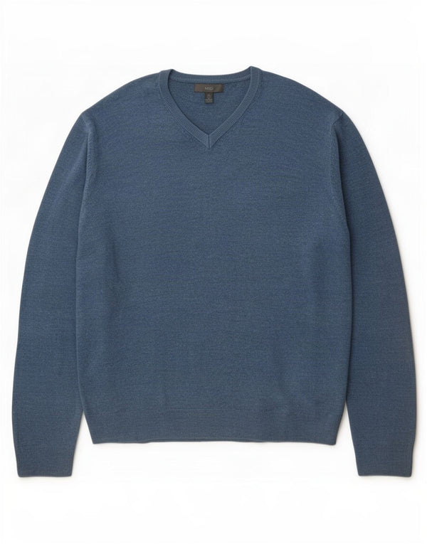 Marks & Spencer Mens V-Neck Jumper Sweater 3XL Blue Acrylic