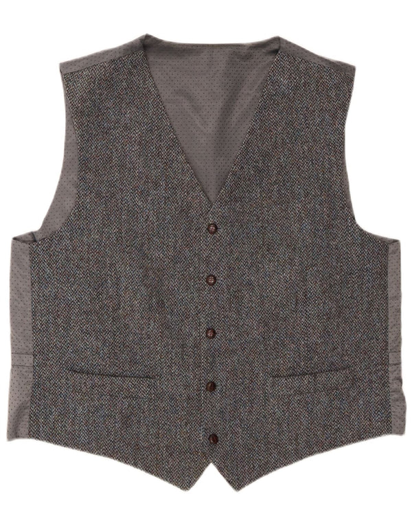 Harris Tweed Herren Weste 2XL Graue Schurwolle