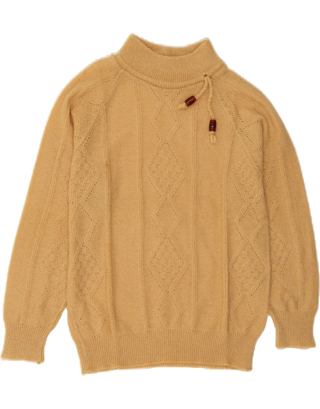 VINTAGE Womens Turtle Neck Jumper Sweater UK 16 Large Beige Vintage Vintage and Second-Hand Vintage from Messina Hembry 