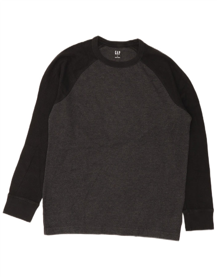 Gap Herren-Sweatshirt-Pullover aus mittelgrauer Colourblock-Baumwolle