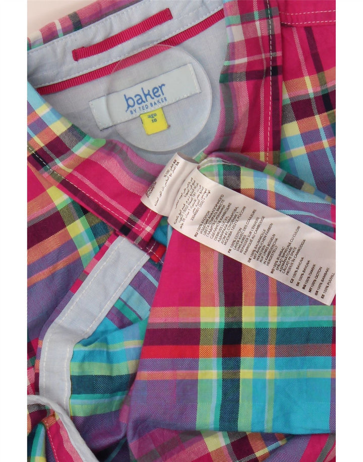 TED BAKER Flanellhemd für Jungen, 9–10 Jahre, mehrfarbig karierte Baumwolle