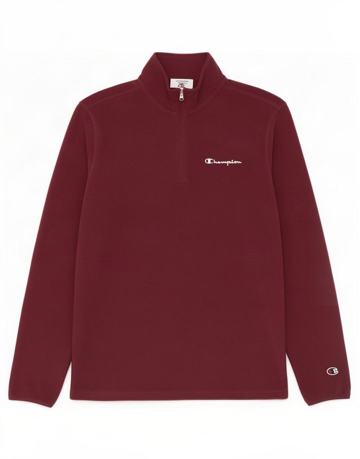 Champion Herren-Fleecepullover mit Reißverschluss am Hals, Größe S, Burgunderrot, Polyester