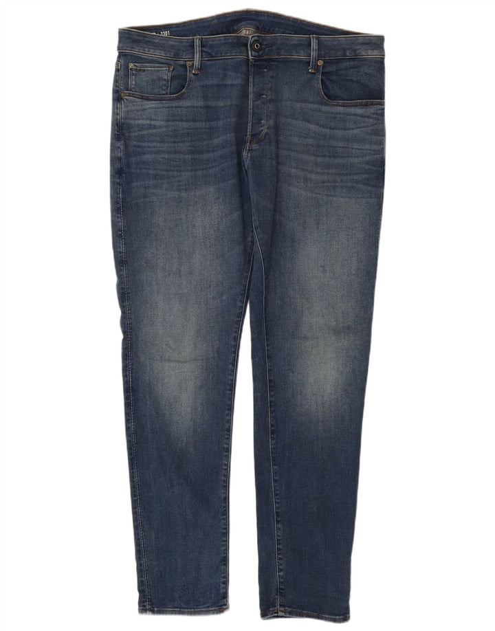 G-STAR Herren 3301 Slim Jeans W38 L34 Blaue Baumwolle