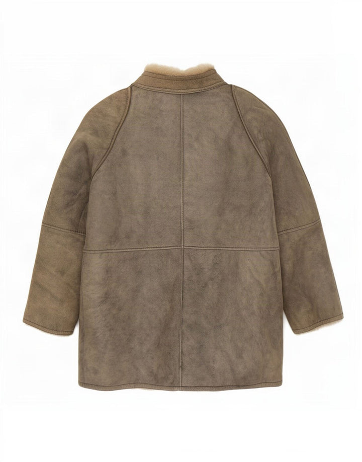 Vintage Damen Shearling Jacke IT 46 Large Grau