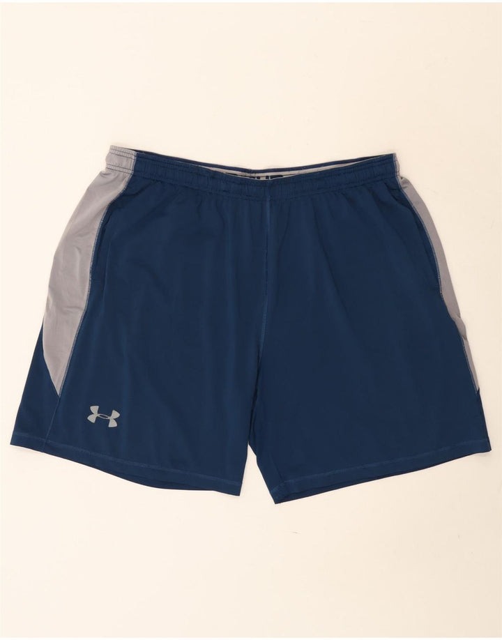 Under Armour Herren-Sportshorts 2XL Marineblaues Colourblock-Polyester