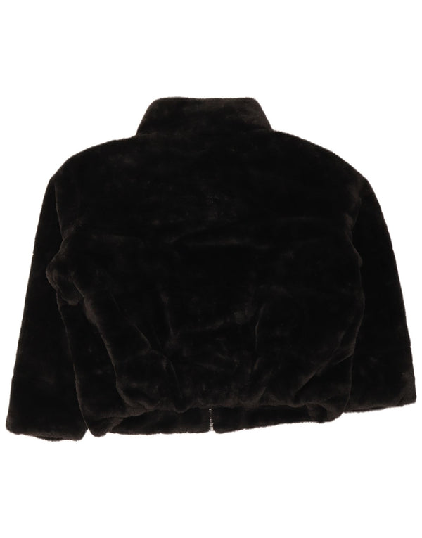 Zara Damen Kunstpelzjacke UK 16 Large Schwarz Polyester