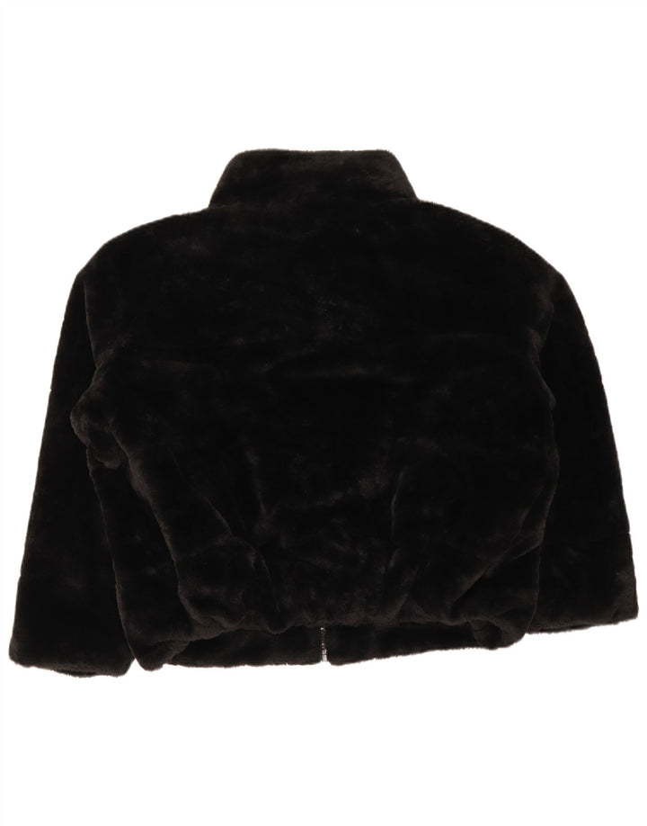Zara Damen Kunstpelzjacke UK 16 Large Schwarz Polyester