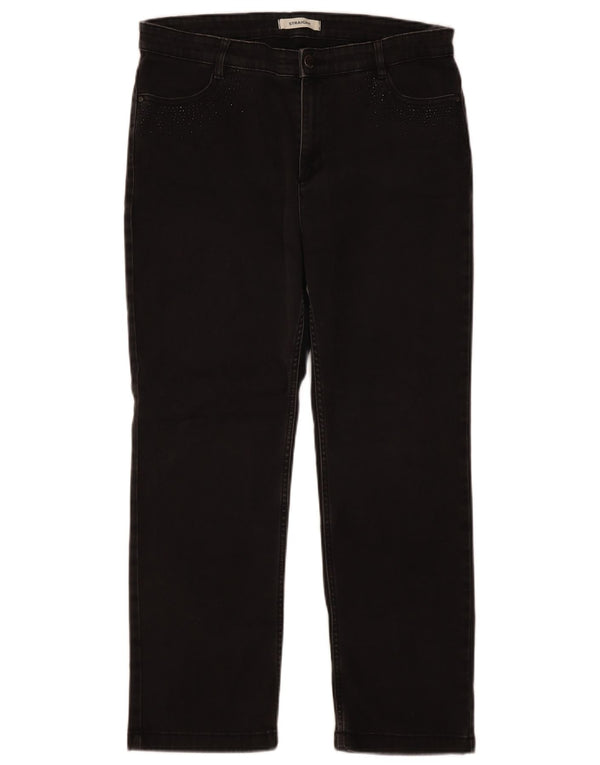 Marks & Spencer Damen Straight Jeans UK 16 Large W36 L28 Schwarze Baumwolle