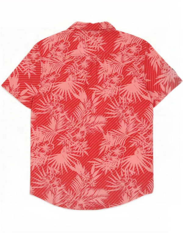 Superdry Hawaii-Kurzarmhemd für Herren, groß, rotes Blumenmuster, Baumwolle