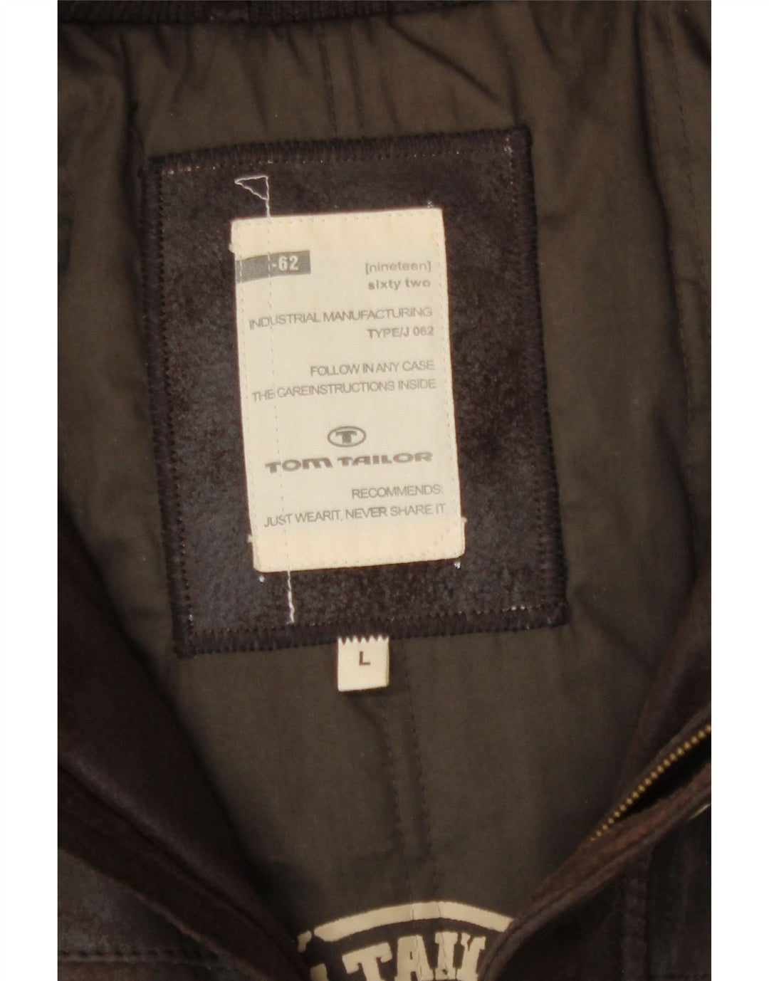 Tom Tailor Herren-Bomberjacke aus grafischem Leder, Gr. 40, großes braunes Leder