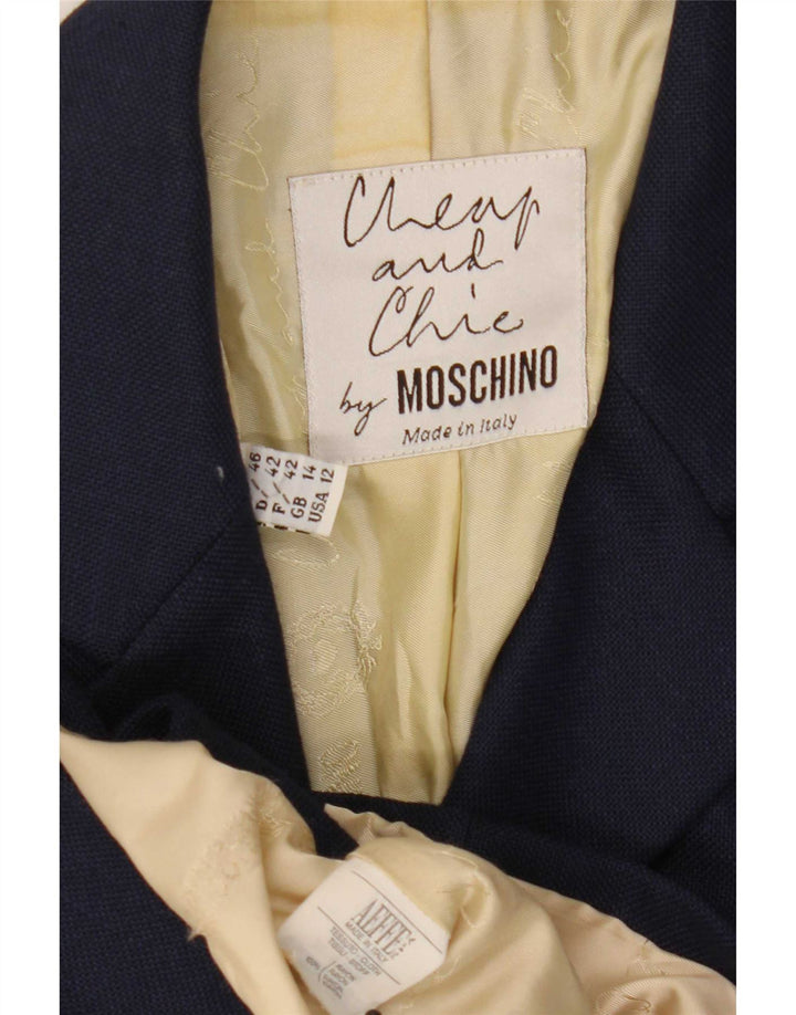 Moschino Damen-Blazer mit 3 Knöpfen, kurzärmelig, Gr. 14, Marineblau