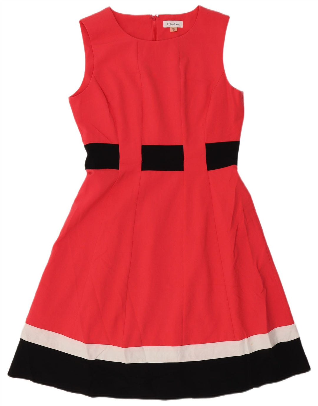 Calvin Klein Damen Ärmelloses A-Linien-Kleid US 6 Medium Red Colourblock