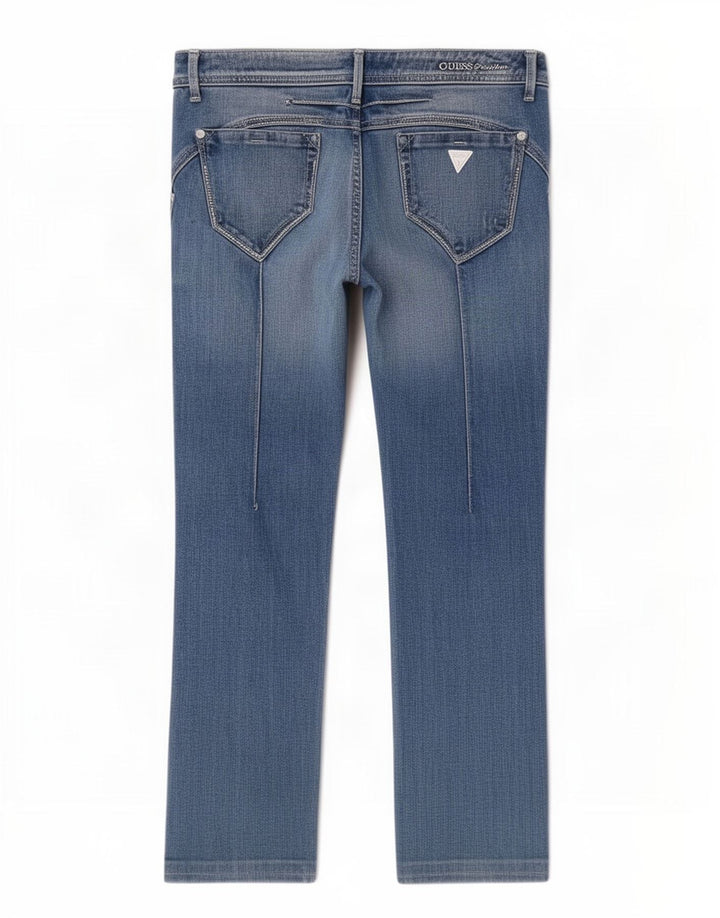 Guess Damen Straight Jeans W29 L27 Blaue Baumwolle