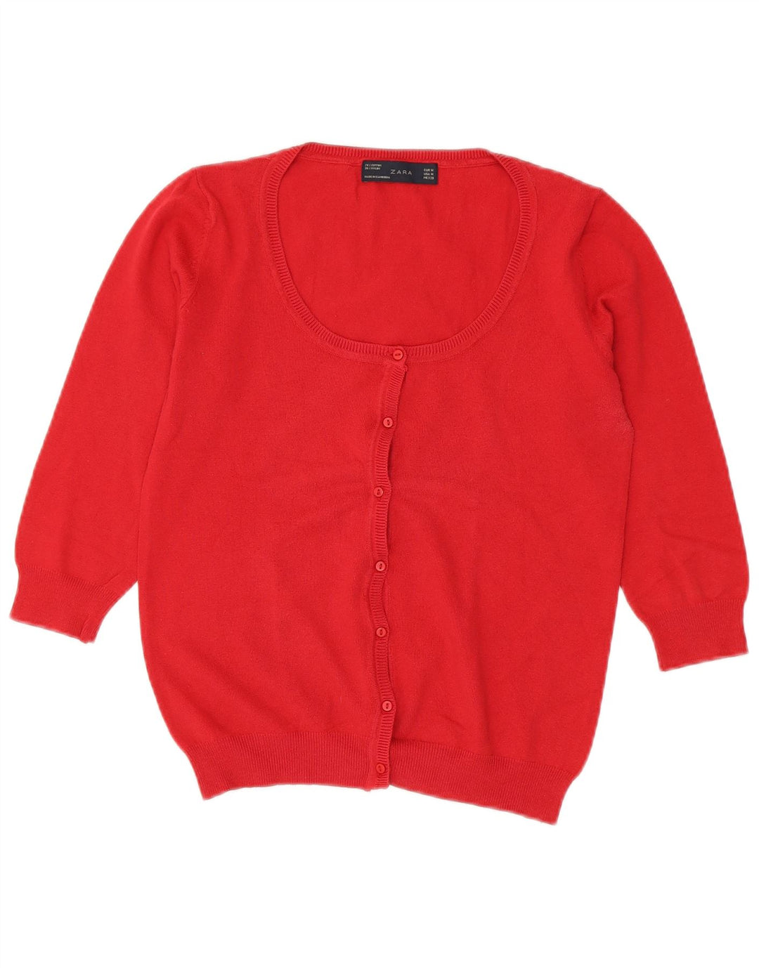 Zara Damen-Strickjacke mit 3/4-Ärmeln, UK-Gr. 12, Mittelrot
