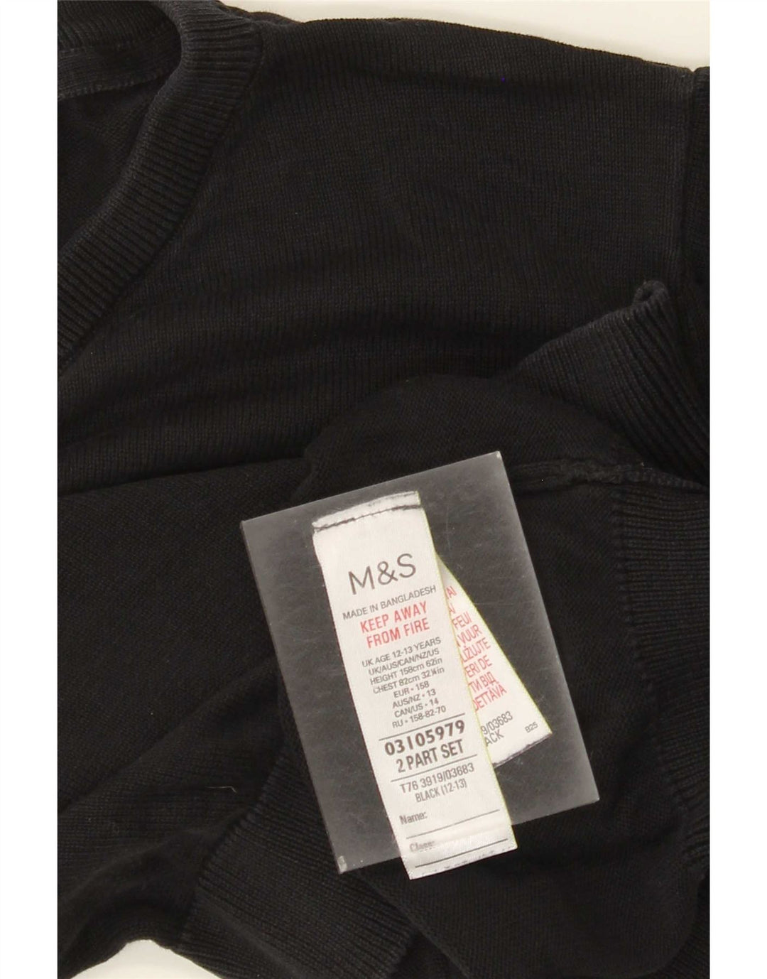 Marks & Spencer Jungen-Sweatshirt, Pullover, 12–13 Jahre, schwarze Baumwolle