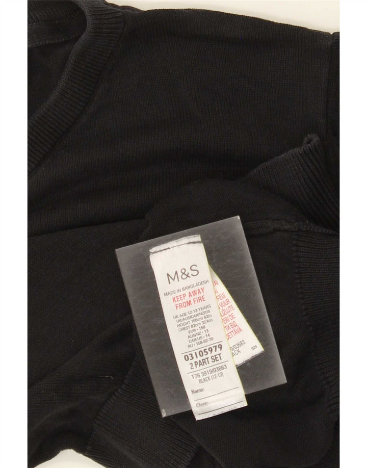 Marks & Spencer Jungen-Sweatshirt, Pullover, 12–13 Jahre, schwarze Baumwolle