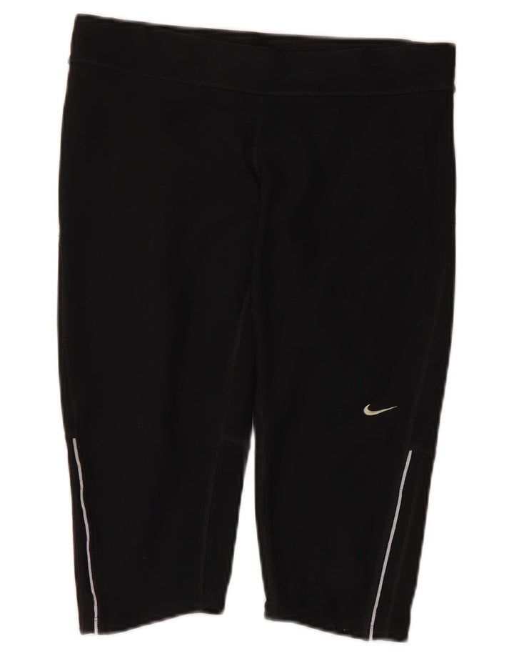 NIKE Womens Dri Fit Capri Leggings UK 12 Medium Schwarz Polyester