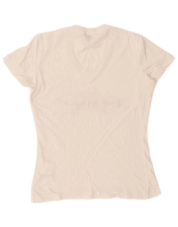 Calvin Klein Jeans Damen Grafik-T-Shirt Top UK 10 Small Weiße Baumwolle