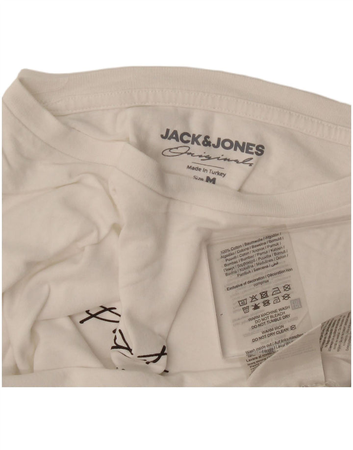 Jack & Jones Herren-Grafik-Oberteil, langärmelig, mittelweiße Baumwolle