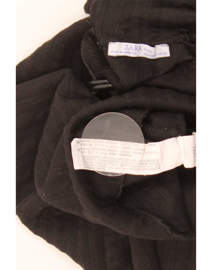 Zara Damen-Oberteil mit übergroßem Front-Tie-Grafik-Langarm, UK 10, Größe S, Schwarz