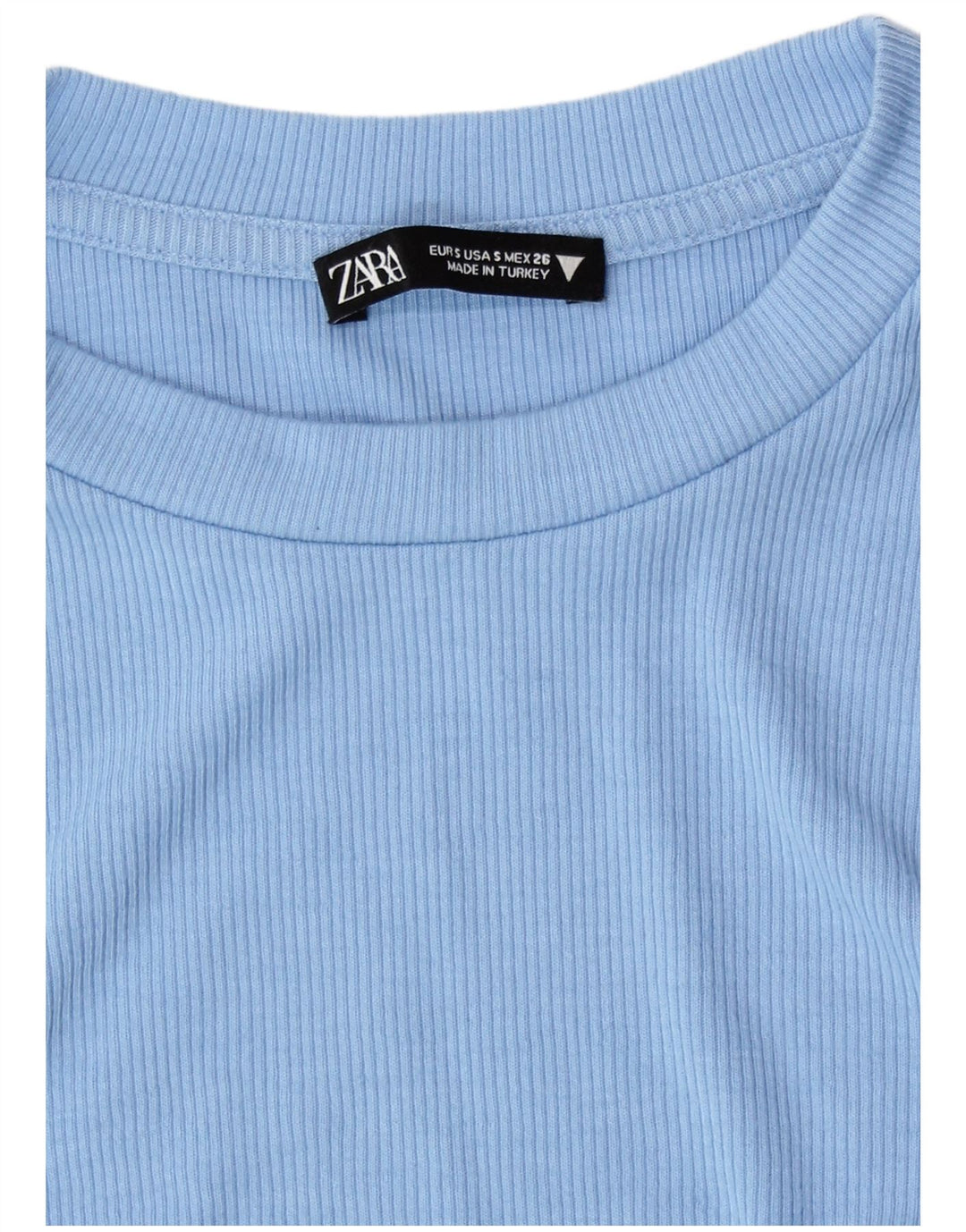 Zara Damen Crop Langarmbluse Top UK 8 Small Blau Polyester