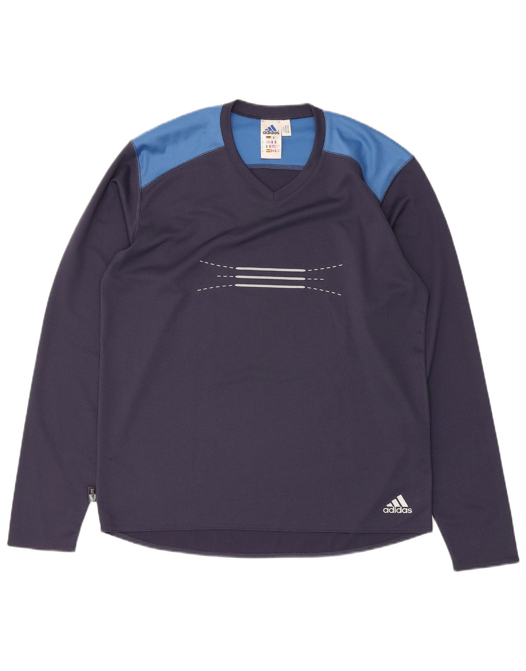 Adidas Herren Climalite Graphic Top Langarm Medium Marineblau Farbblock
