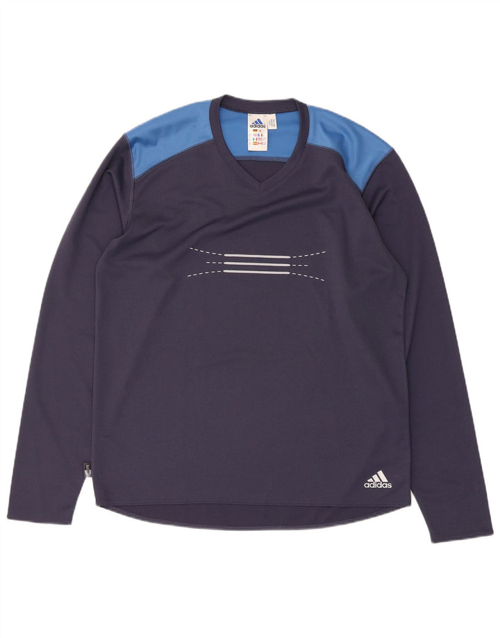 Adidas Herren Climalite Graphic Top Langarm Medium Marineblau Farbblock