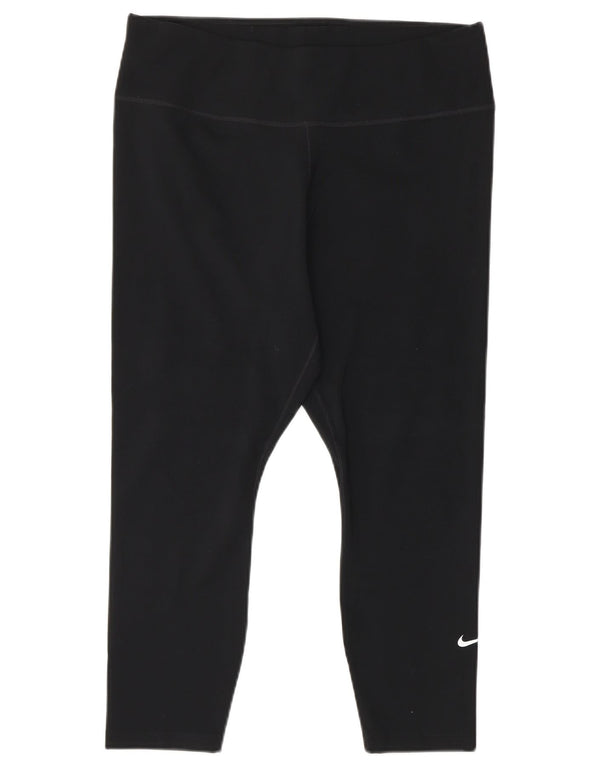 NIKE Womens Dri Fit Capri Leggings UK 14 Large Schwarz Polyester