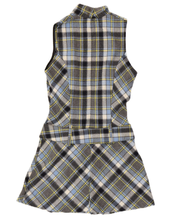 SISLEY Damen ärmelloses A-Linien-Kleid UK 6 XS Mehrfarbig karierte Wolle